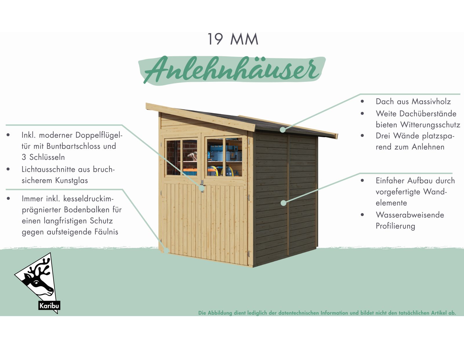 Karibu Gartenhaus Wandlitz 2 natur 19 mm