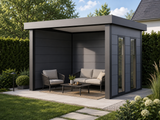 Telluria Metall-Pavillon Singolo 3630, Lichtgrau, inkl. 2 Fenster