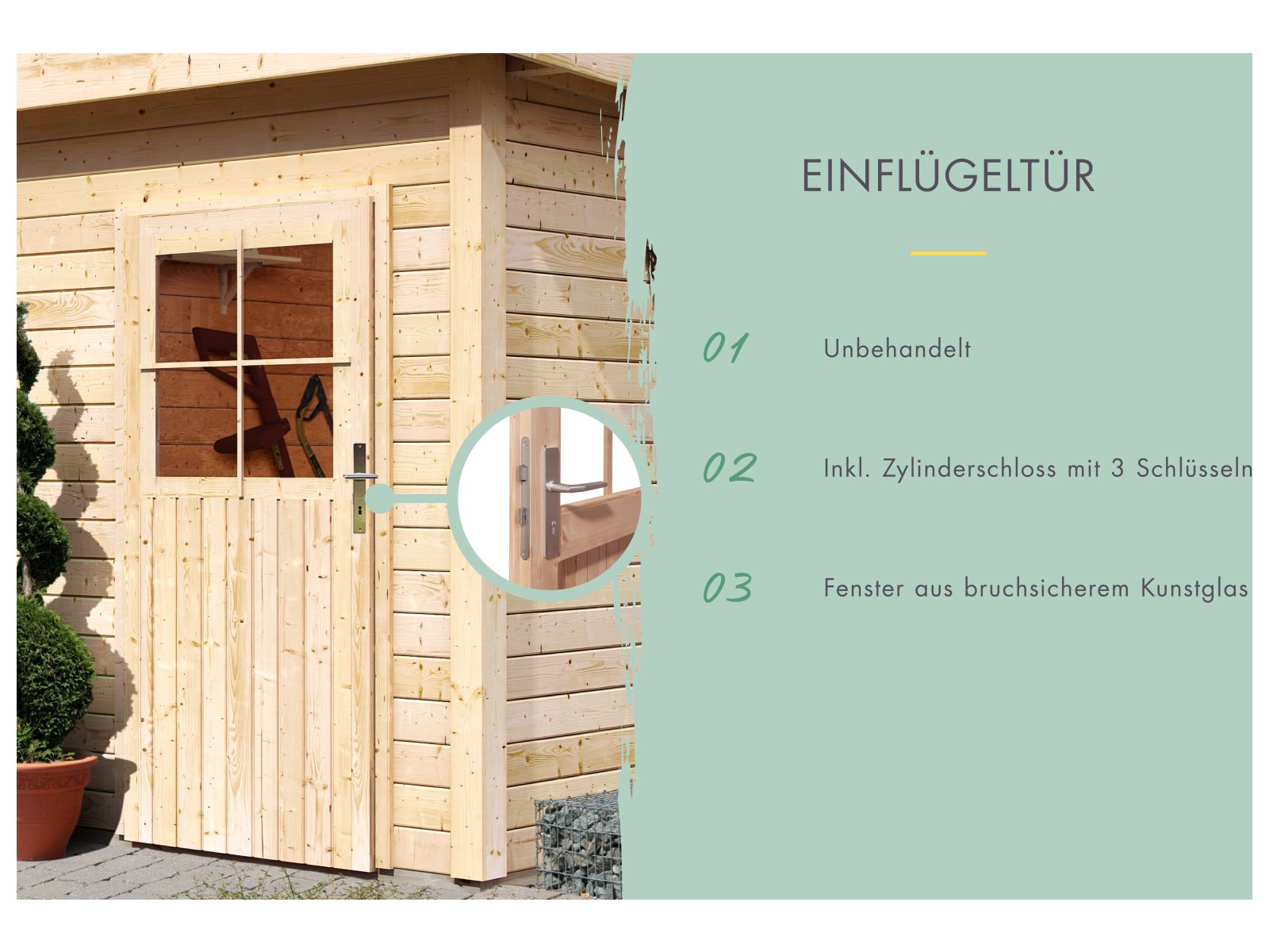 Karibu Gartenhaus Mattrup 2 raum Haus natur 28 mm
