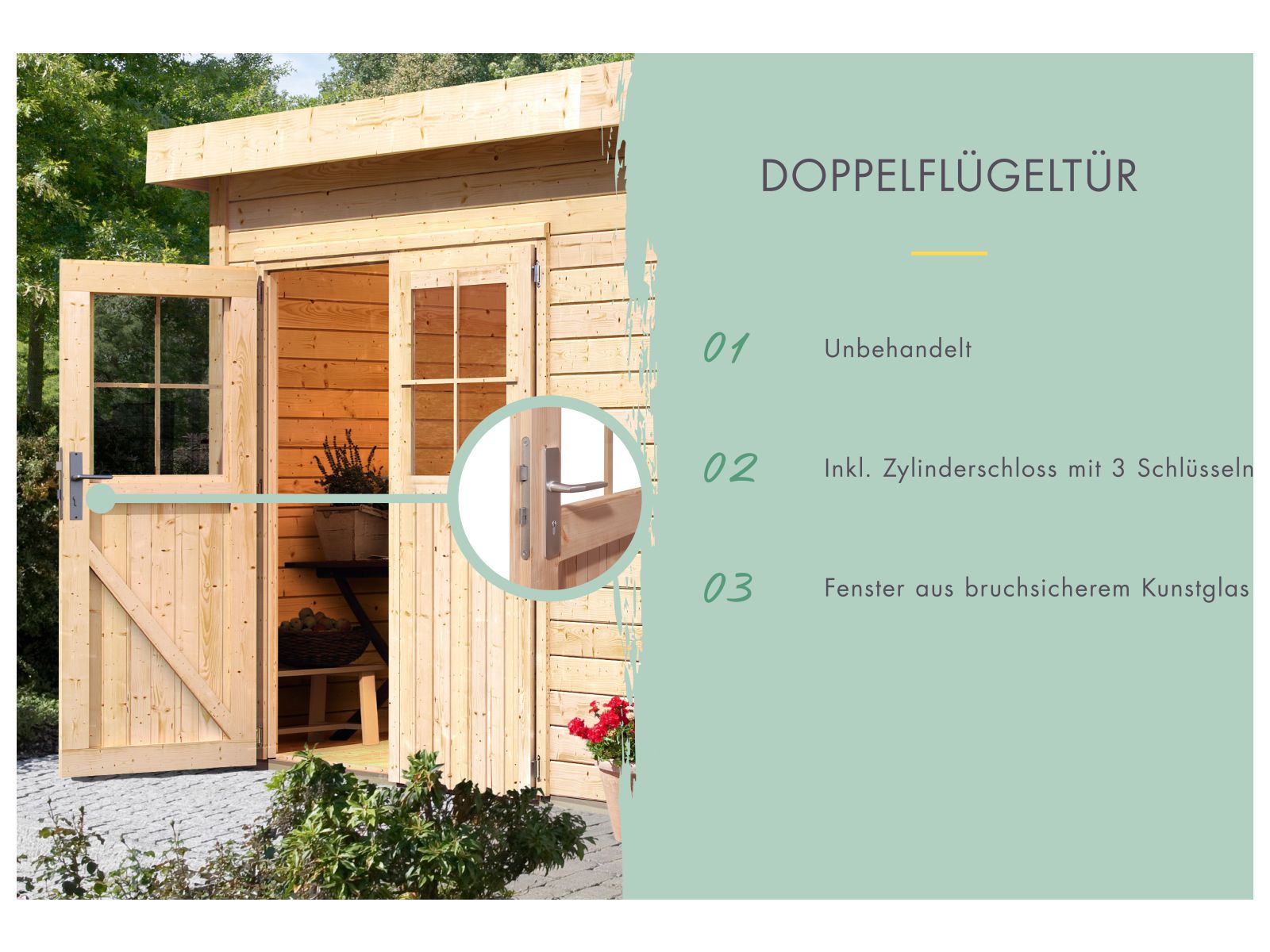 Gartenhaus 38 mm Felsenau 4 naturbelassen