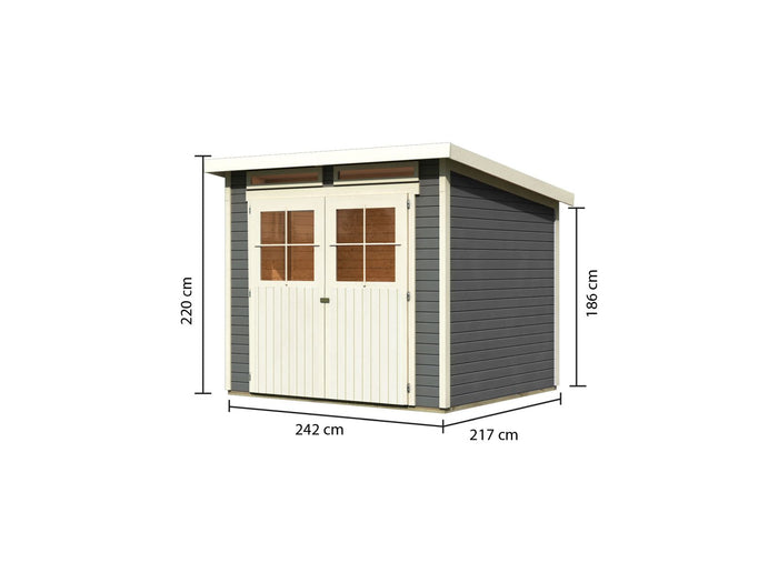 Karibu Gartenhaus Glücksburg 4 terragrau 19 mm