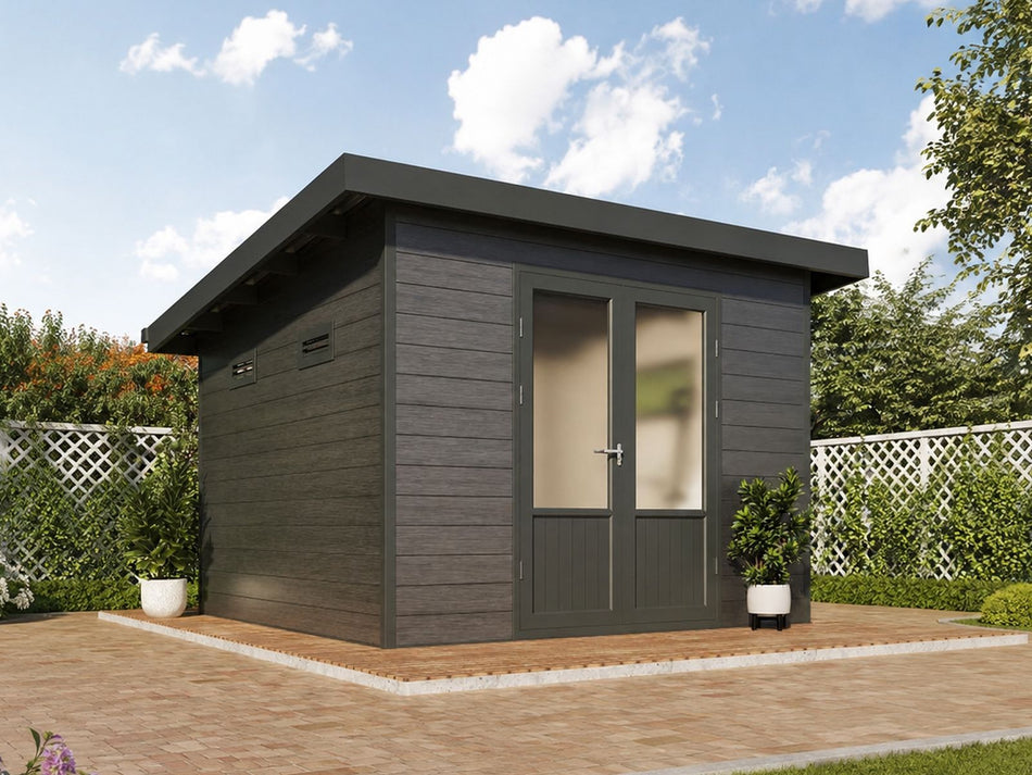 Wolff Finnhaus WPC-Haus Terra 3030 anthrazit/hellgrau