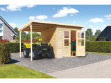 Karibu Gerätehaus Merseburg 4 SET mit Anbaudach