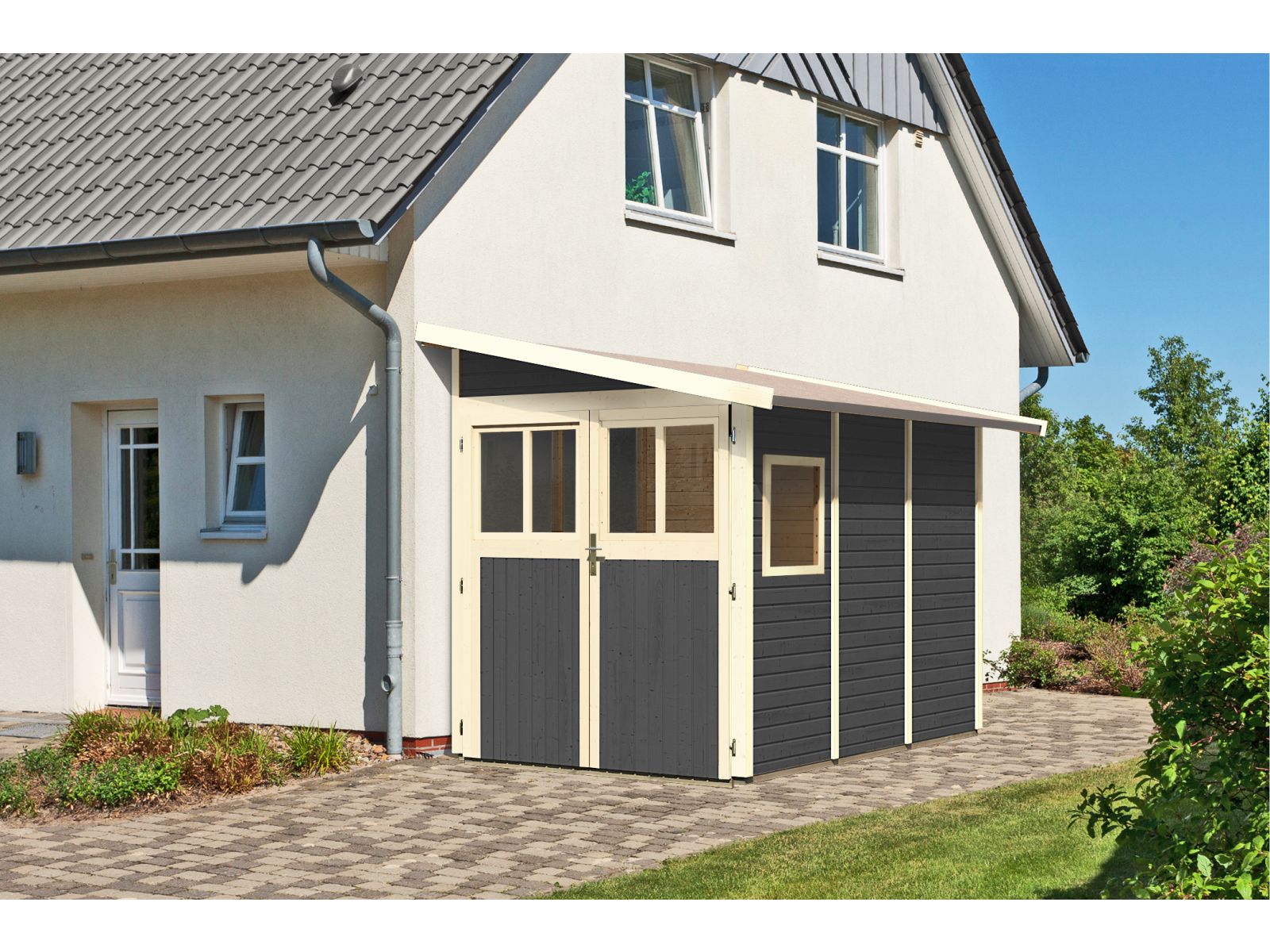 Karibu Gartenhaus Wandlitz 3 terragrau 19 mm