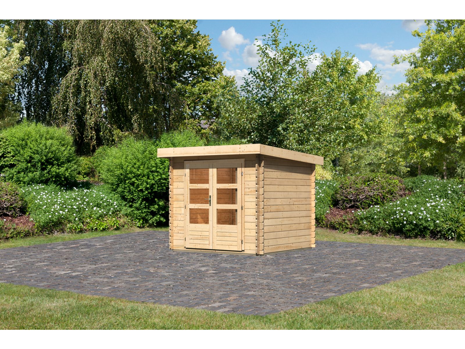 Karibu Gartenhaus Bastrup 3 natur