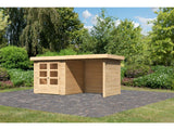 Karibu Gartenhaus Askola 2 mit Anbaudach 2,25 Meter, Seiten- und Rückwand