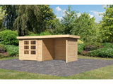 Karibu Gartenhaus Askola 3 mit Anbaudach 2,25 Meter, Seiten- und Rückwand