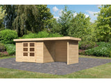 Karibu Gartenhaus Askola 4 mit Anbaudach 2,25 Meter, Seiten- und Rückwand