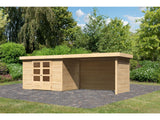 Karibu Gartenhaus Askola 4 mit Anbaudach 2,75 Meter, Seiten- und Rückwand
