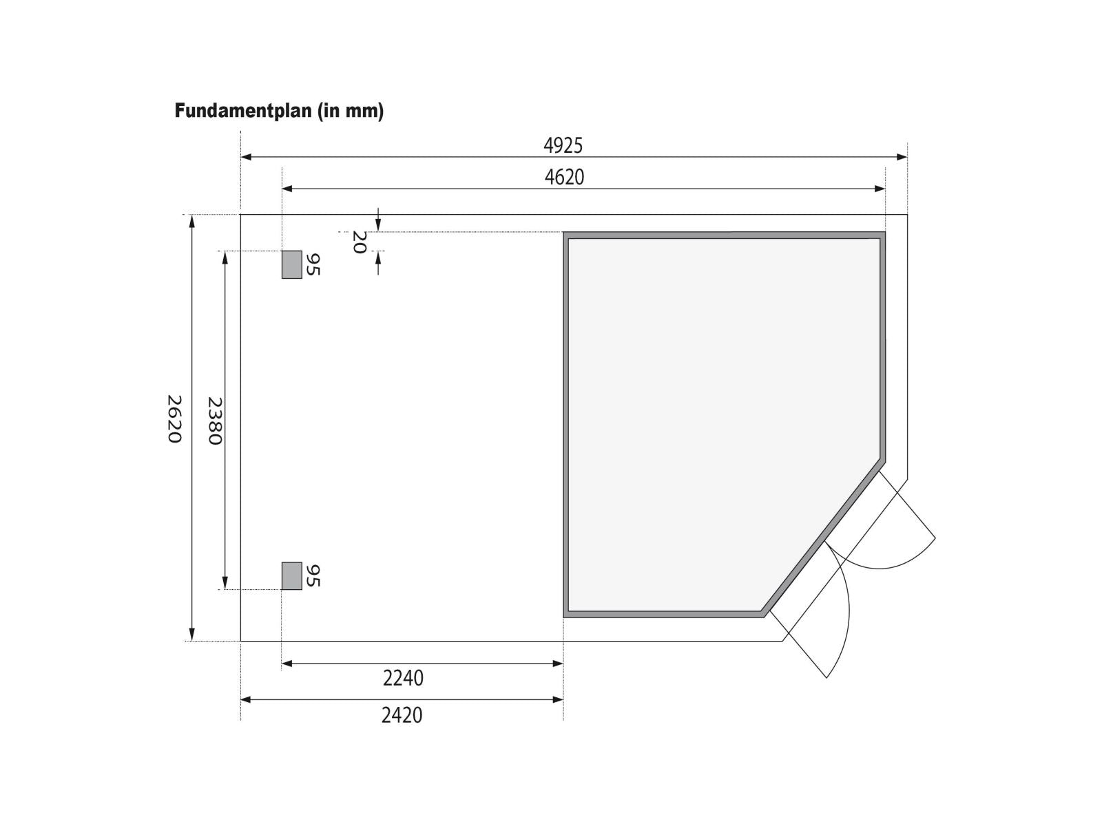 Karibu Gartenhaus Goldendorf 5 terragrau 19 mm mit Anbaudach 2,20 m, Seiten- und Rückwand