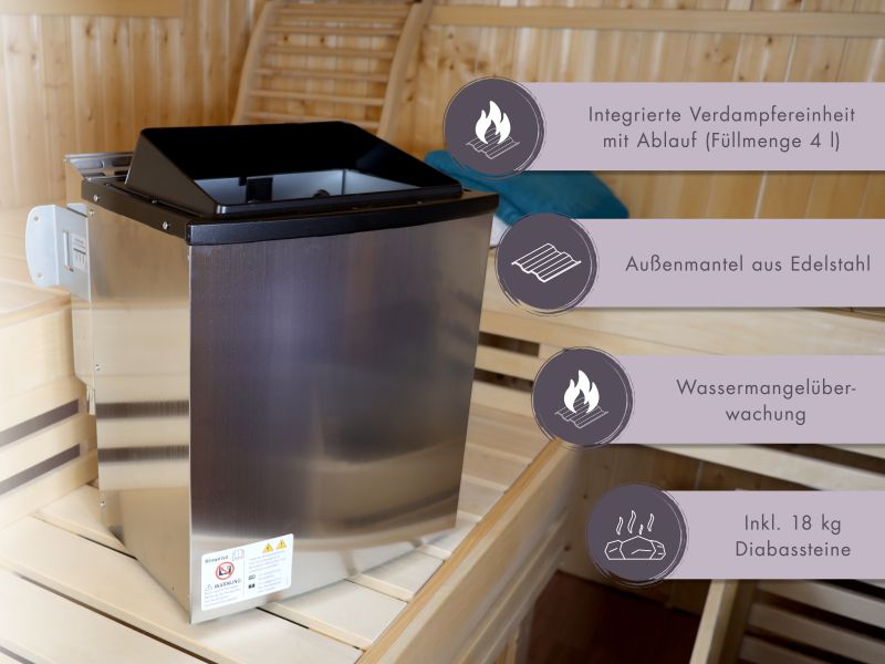 Karibu Bio-Kombiofen 9,0 kW externe Steuerung Easy und Steine