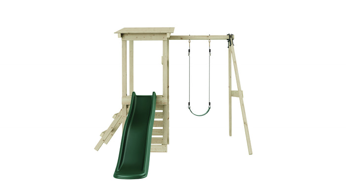 Weka Kinderspielturm Lyon inkl. Rutsche, Kletterwand und Einzelschaukel