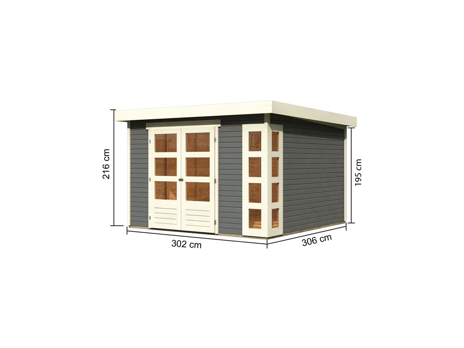 Karibu Gartenhaus Kerko 6 in terragrau 19 mm