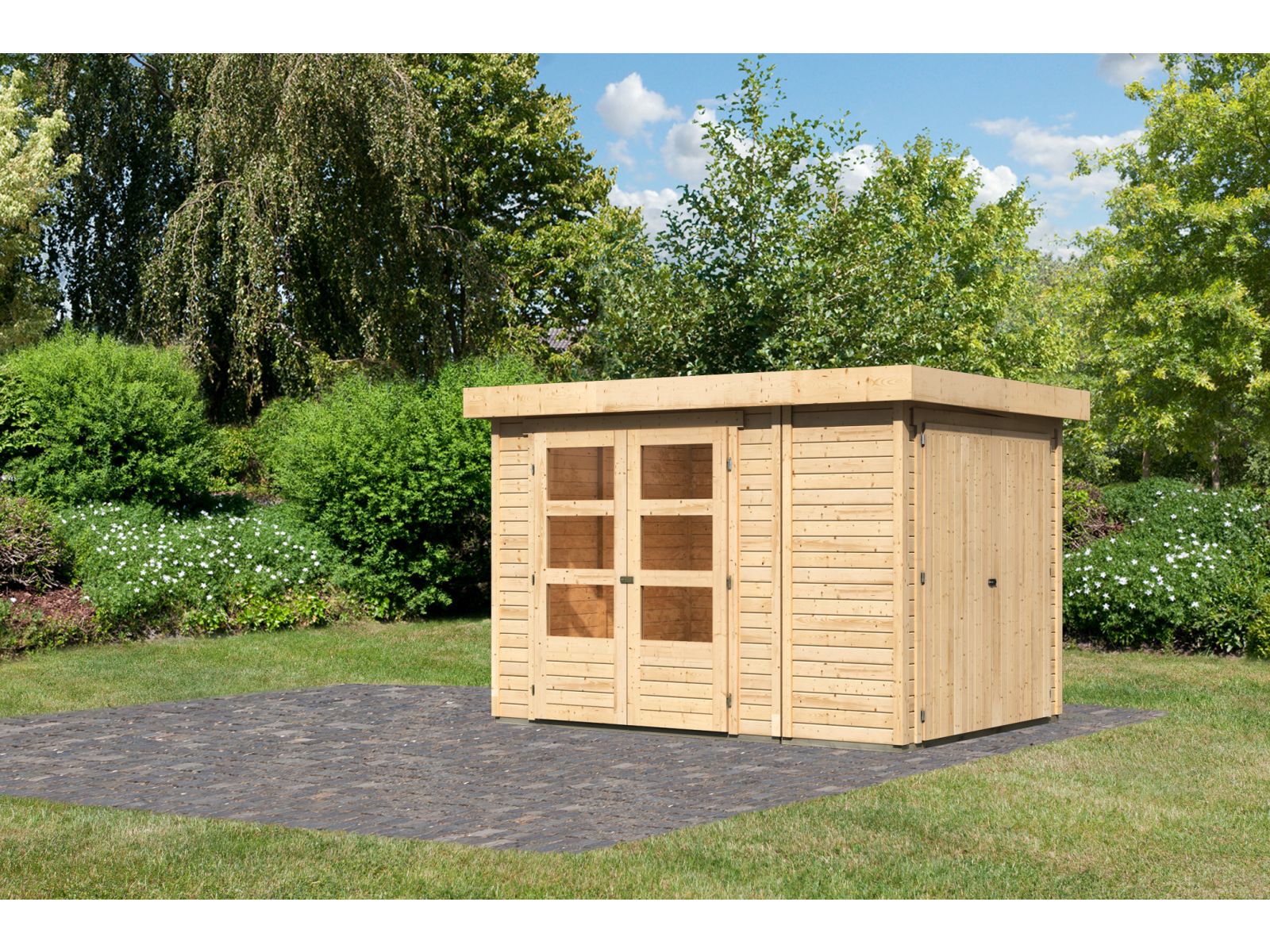 Karibu Gartenhaus Retola 2 inkl. Anbauschrank