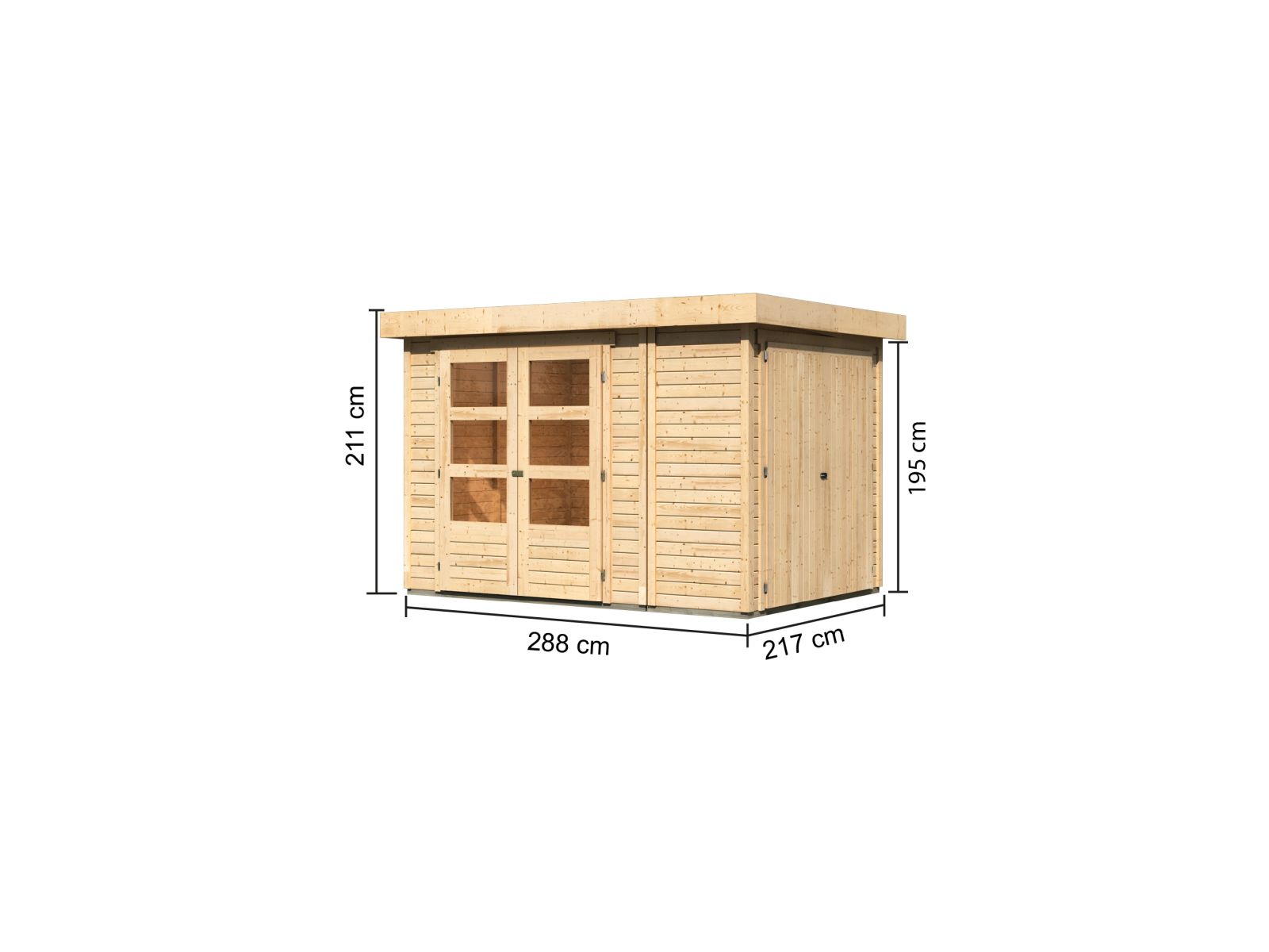 Karibu Gartenhaus Retola 2 inkl. Anbauschrank