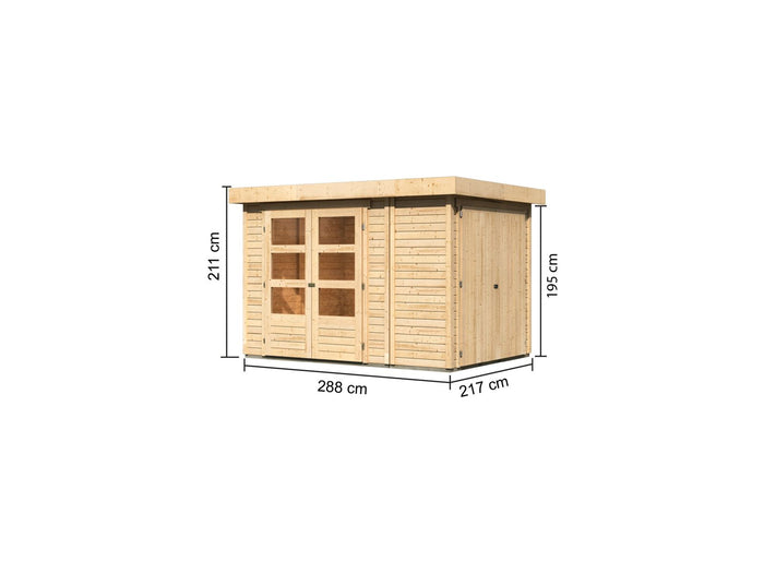 Karibu Gartenhaus Retola 2 inkl. Anbauschrank
