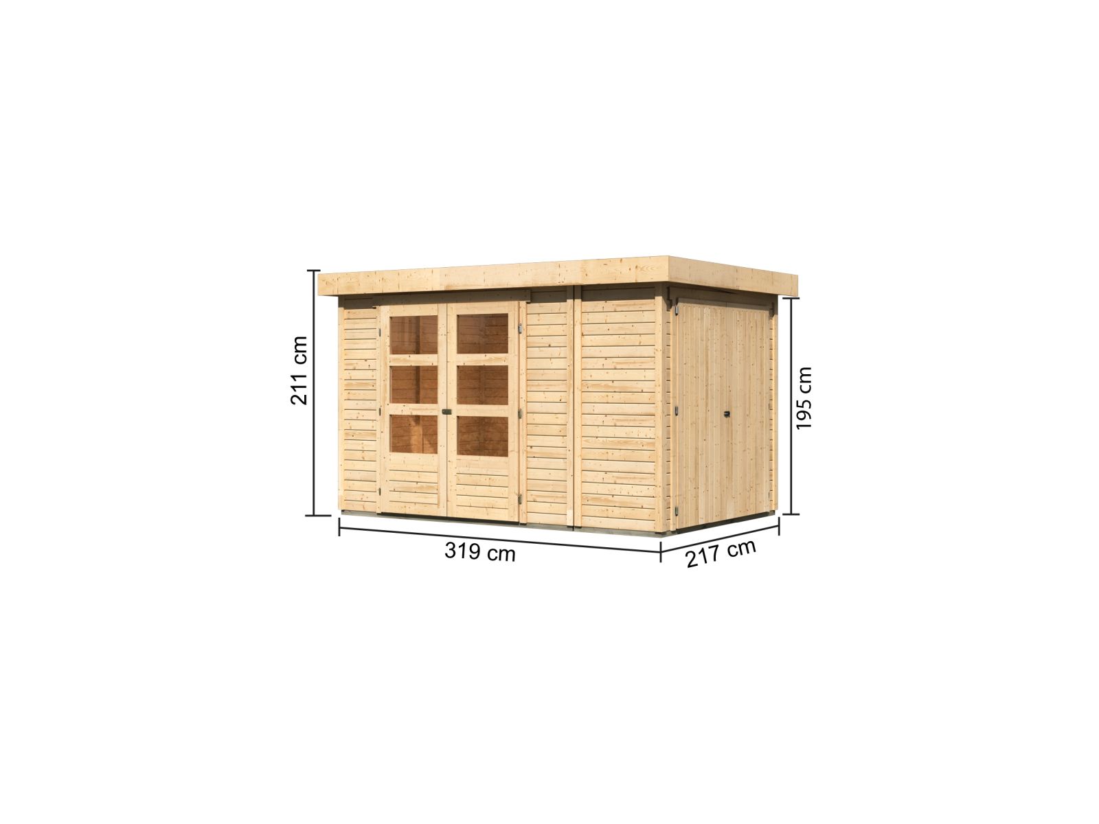 Karibu Gartenhaus Retola 3 inkl. Anbauschrank