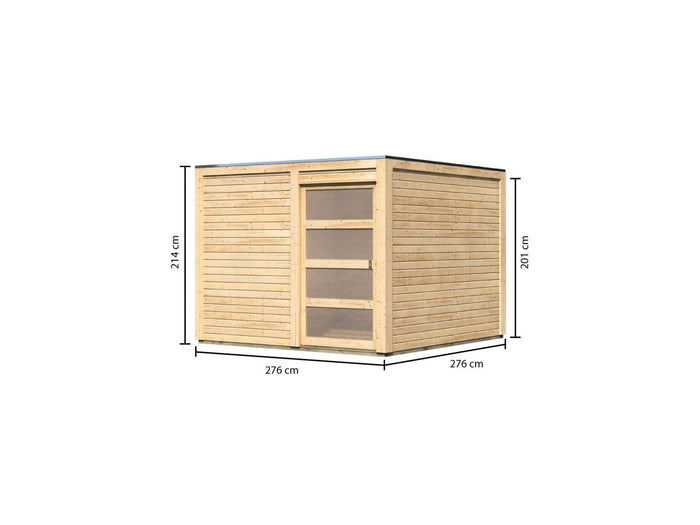 Karibu Gartenhaus Qubic 2 natur