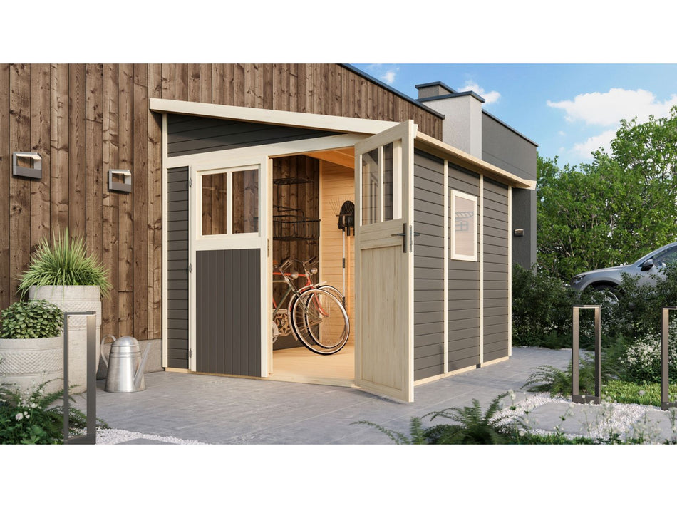 Karibu Gartenhaus Bomlitz 3 terragrau 19 mm