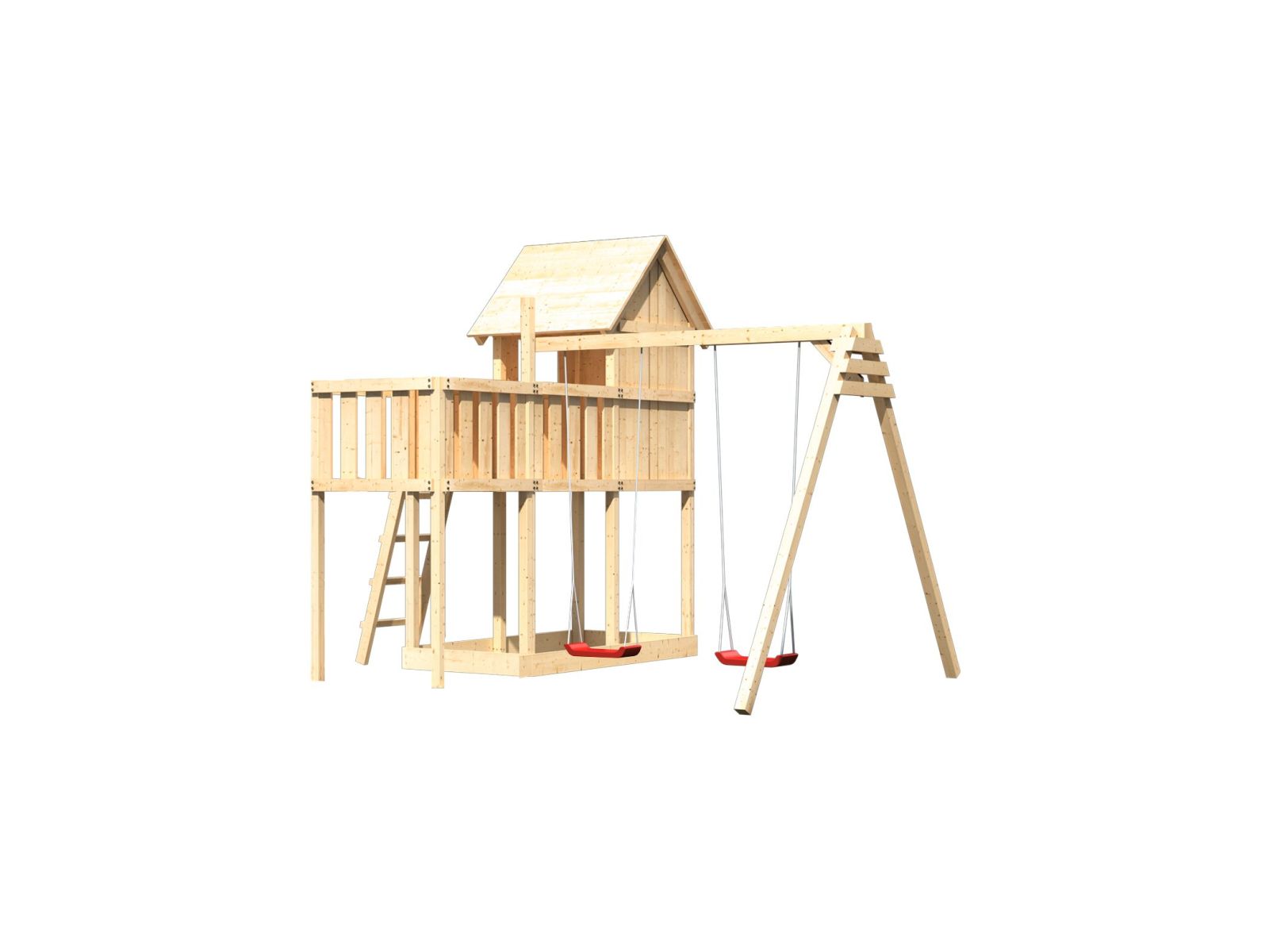 Karibu Stelzenhaus Frieda + Doppelschaukel + Anbauplattform