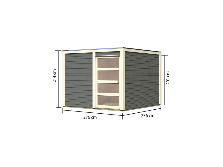 Karibu Gartenhaus Qubic 2 terragrau