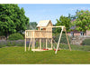 Karibu Stelzenhaus Frieda + Doppelschaukel + Anbauplattform + Netzrampe