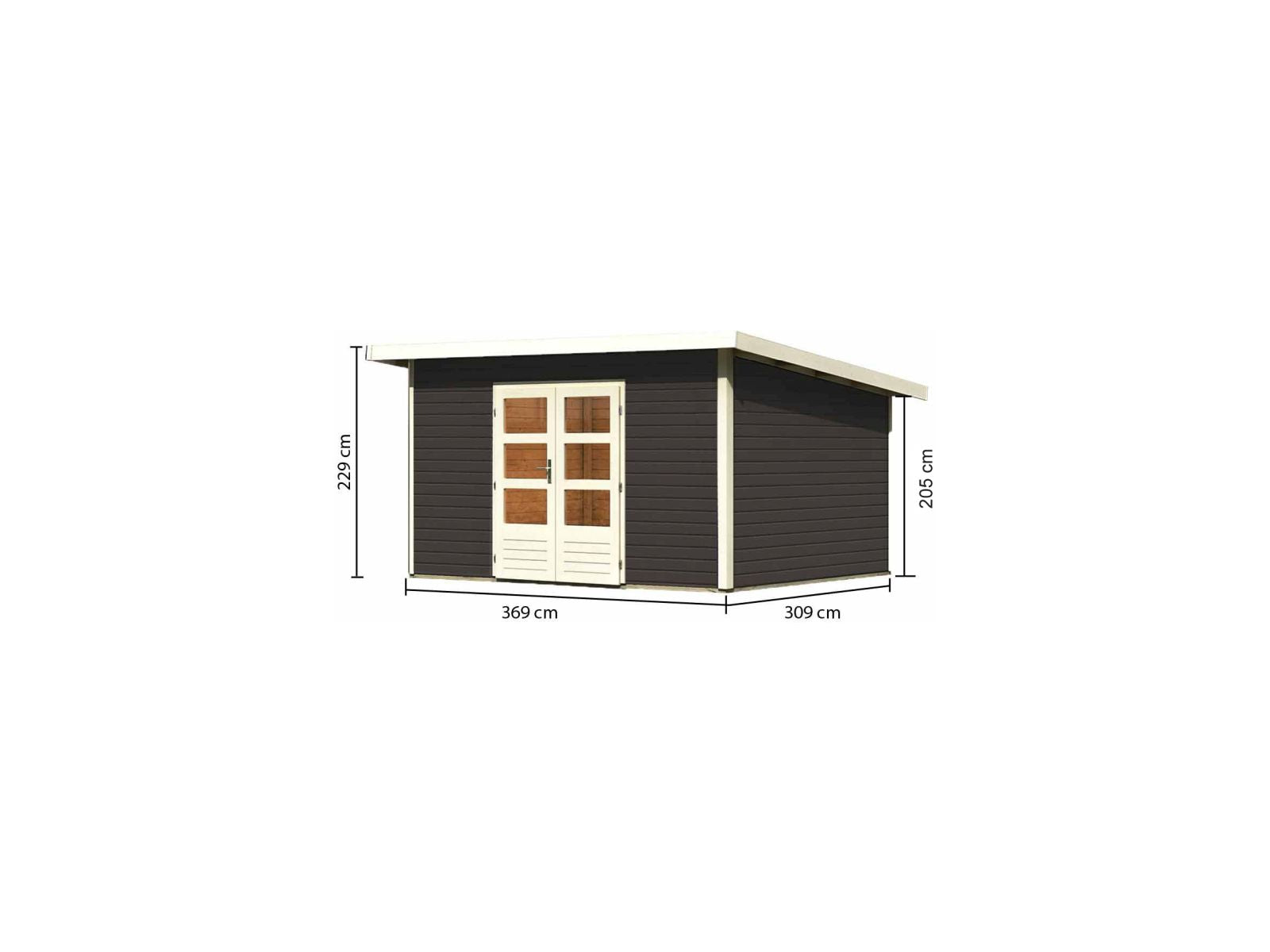 Karibu Gartenhaus Northeim 4 terragrau 38 mm
