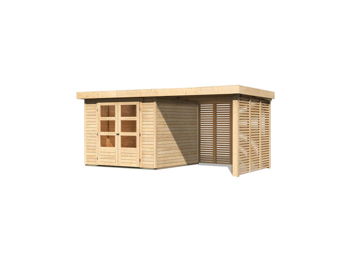 Karibu Gartenhaus Askola 3,5 mit Anbaudach 2,4 m mit Lamellenwänden