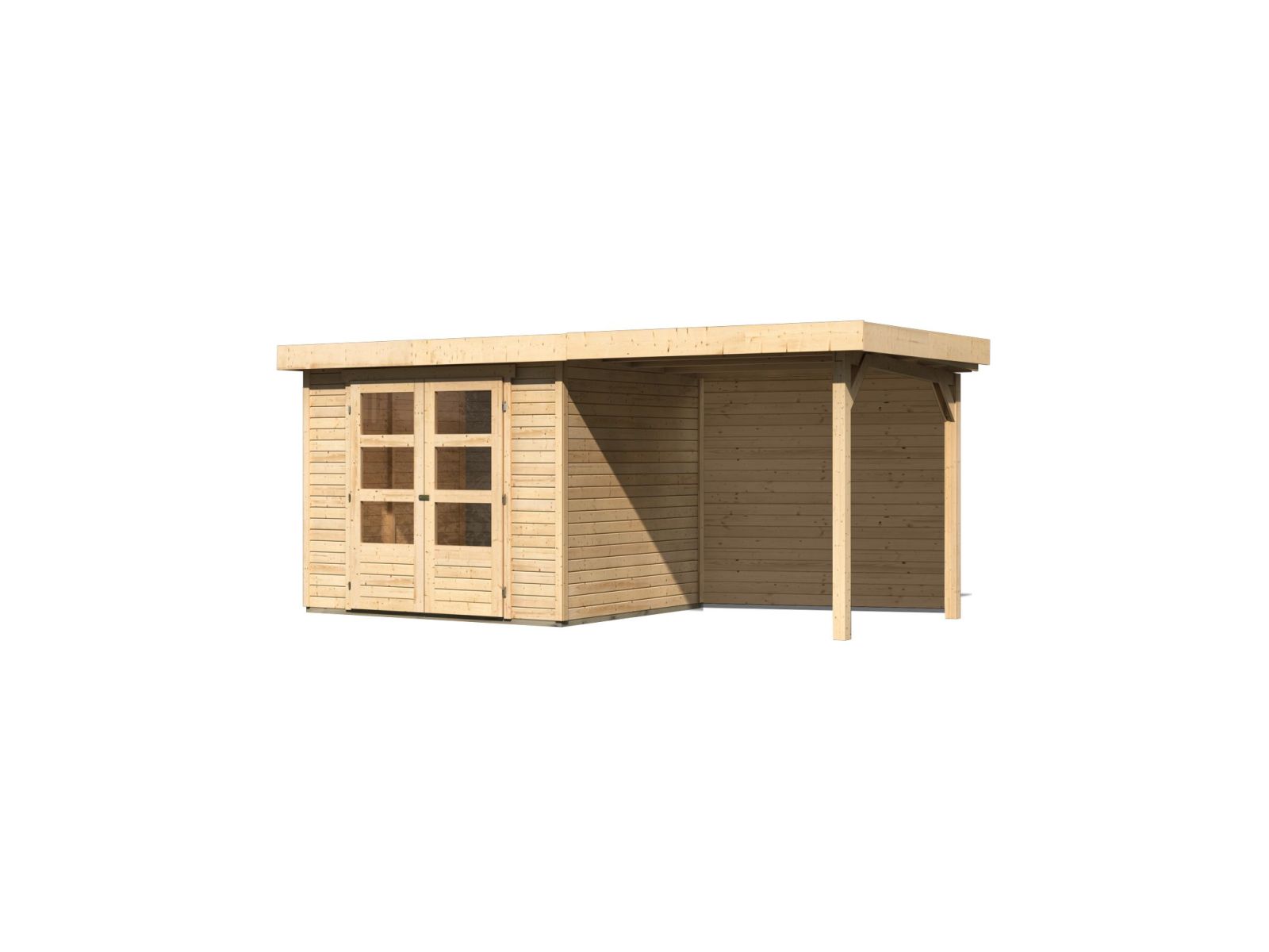 Karibu Gartenhaus Askola 3 mit Anbaudach 2,4 m, Rückwand