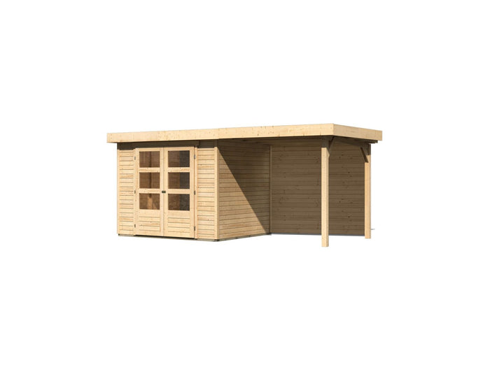 Karibu Gartenhaus Askola 3 mit Anbaudach 2,4 m, Rückwand