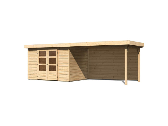 Karibu Gartenhaus Askola 4 mit Anbaudach 2,8 m, Rückwand