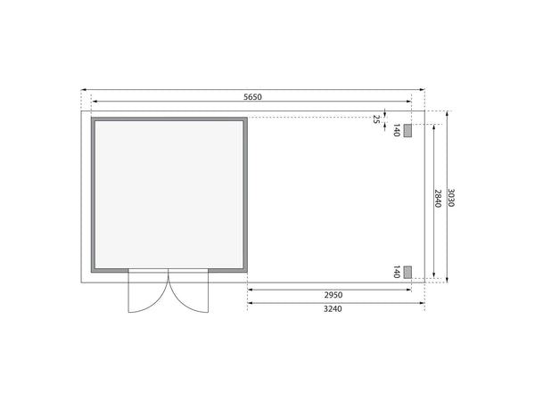 Karibu Gartenhaus Kandern 6 mit Anbaudach 3,2 Meter inkl. Rückwand