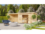 Karibu Gartenhaus Kandern 7 mit Anbaudach 3,2 Meter inkl. Rückwand