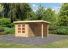 Karibu Gartenhaus Bastrup 4 mit Anbaudach 2 Meter inkl. Rückwand