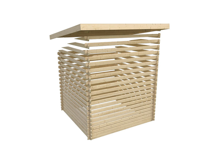 Karibu Gartenhaus Bastrup 8 mit Anbaudach 2 Meter inkl. Rückwand