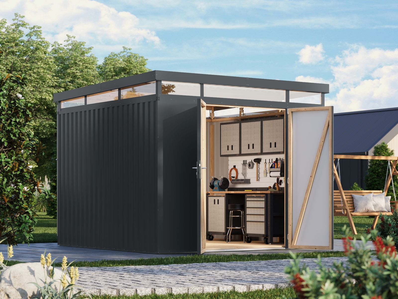 Karibu Metallhaus Aurum 3,5 in Anthrazit