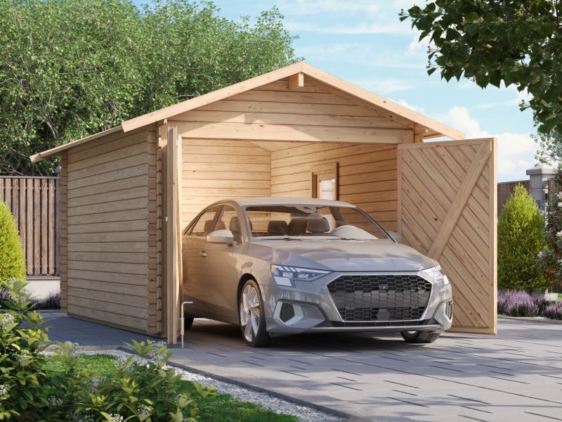 Karibu Blockbohlengarage 28 mm natur