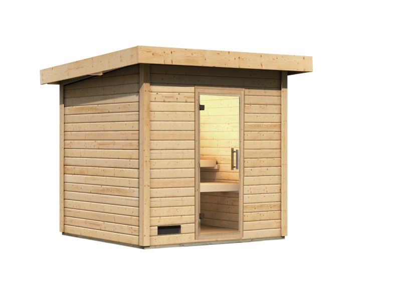 Karibu Saunahaus Caapi 3, ohne Ofen, inkl. Klarglastür und Fußboden