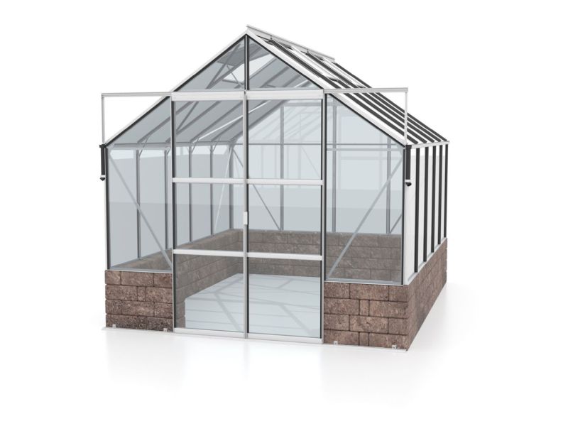 Vitavia Gewächshaus Cassandra 8300 ESG 3 mm Alu eloxiert, inkl. Sockelmauer Herbstlaub