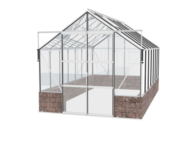 Vitavia Gewächshaus Cassandra 11500 ESG 3 mm Alu eloxiert, inkl. Sockelmauer Herbstlaub