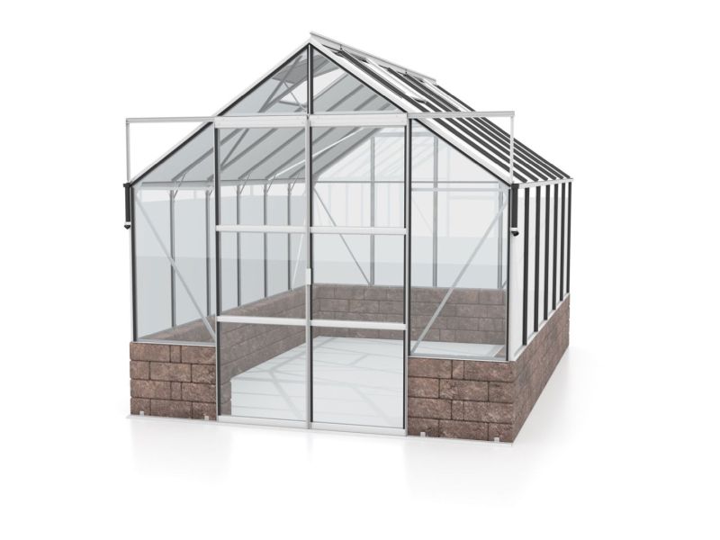 Vitavia Gewächshaus Cassandra 9900 ESG 3 mm Alu eloxiert, inkl. Sockelmauer Herbstlaub