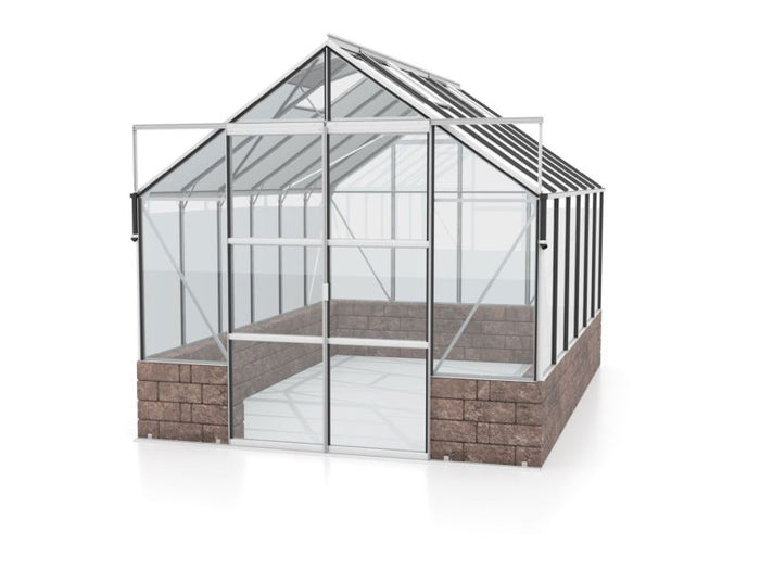 Vitavia Gewächshaus Cassandra 9900 ESG 3 mm Alu eloxiert, inkl. Sockelmauer Herbstlaub