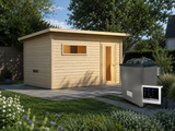 Karibu Saunahaus Hytti 6, inkl. 9 kW Ofen ext. Steuerung - mit Iso-Tür naturbelassen, 38 mm