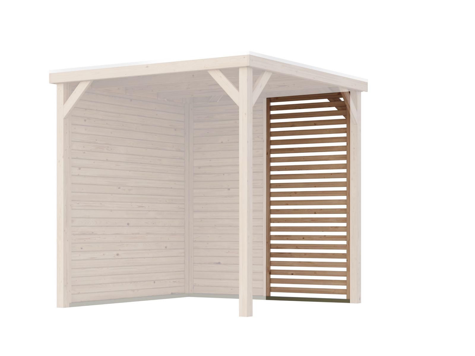 Karibu Cubeco Pavillon halb Lamellenwand natur