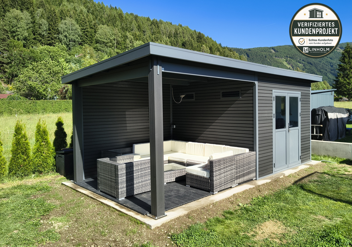WPC Gartenhaus Linia 5628 mit Anbaudach