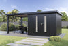 Wolff Finnhaus Metallgartenhaus Elvar 6030, Anthrazit, inkl. Seitendach links 3 m