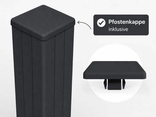 Linholm Pfosten Schwarz 190, inkl. Pfostenkappe