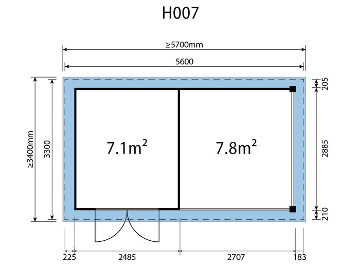 WPC Gartenhaus Linia 5228 mit Anbaudach und Rückwand, inkl. Dachrinnen-Set, Anthrazit