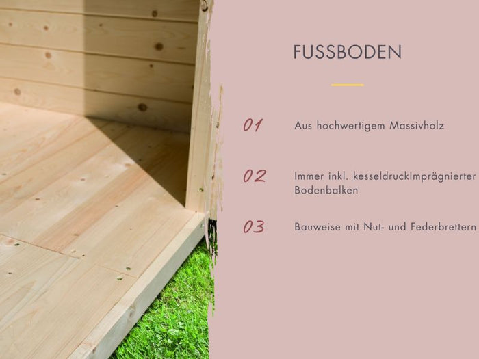 Karibu Saunahaus Caapi 4, ohne Ofen, inkl. Klarglastür und Fußboden