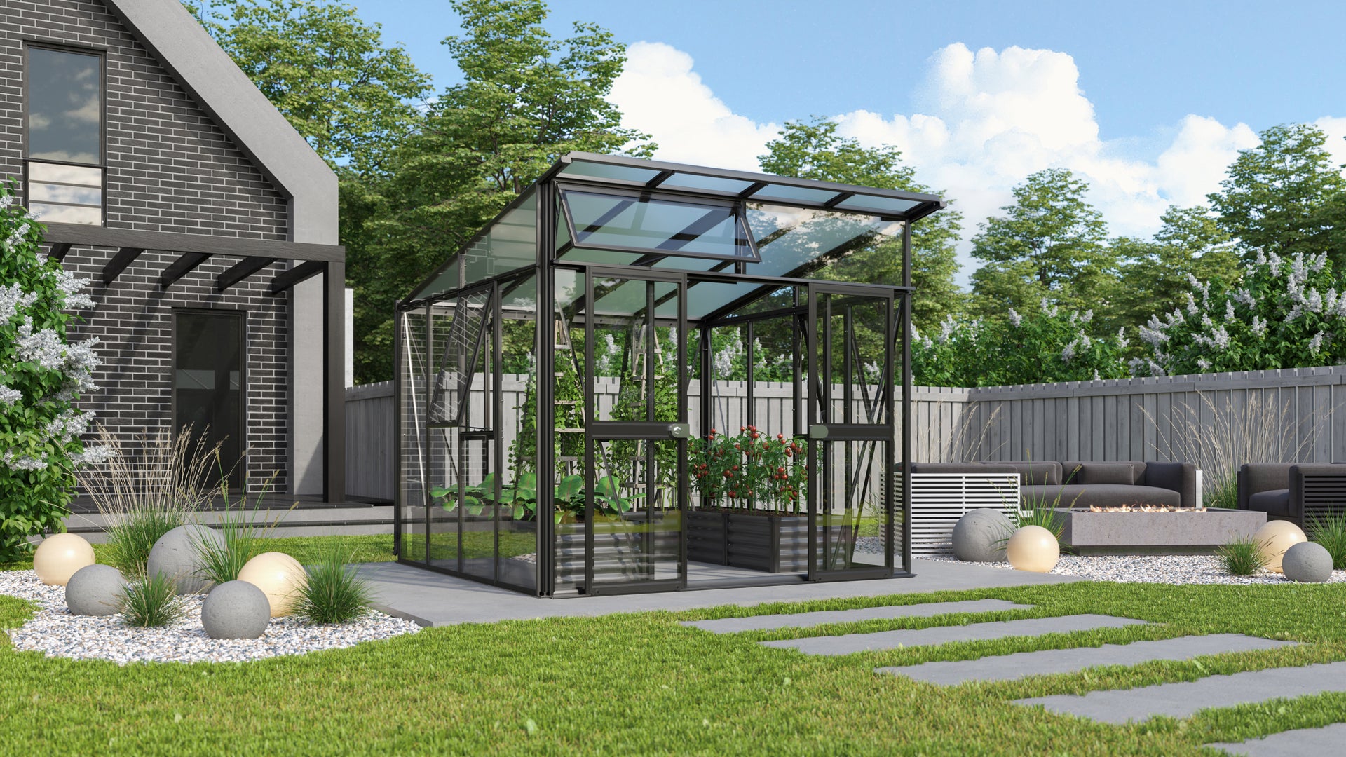 Vitavia Gewächshaus Aphrodite 7800 3 mm ESG / HKP 10 mm, Schwarz